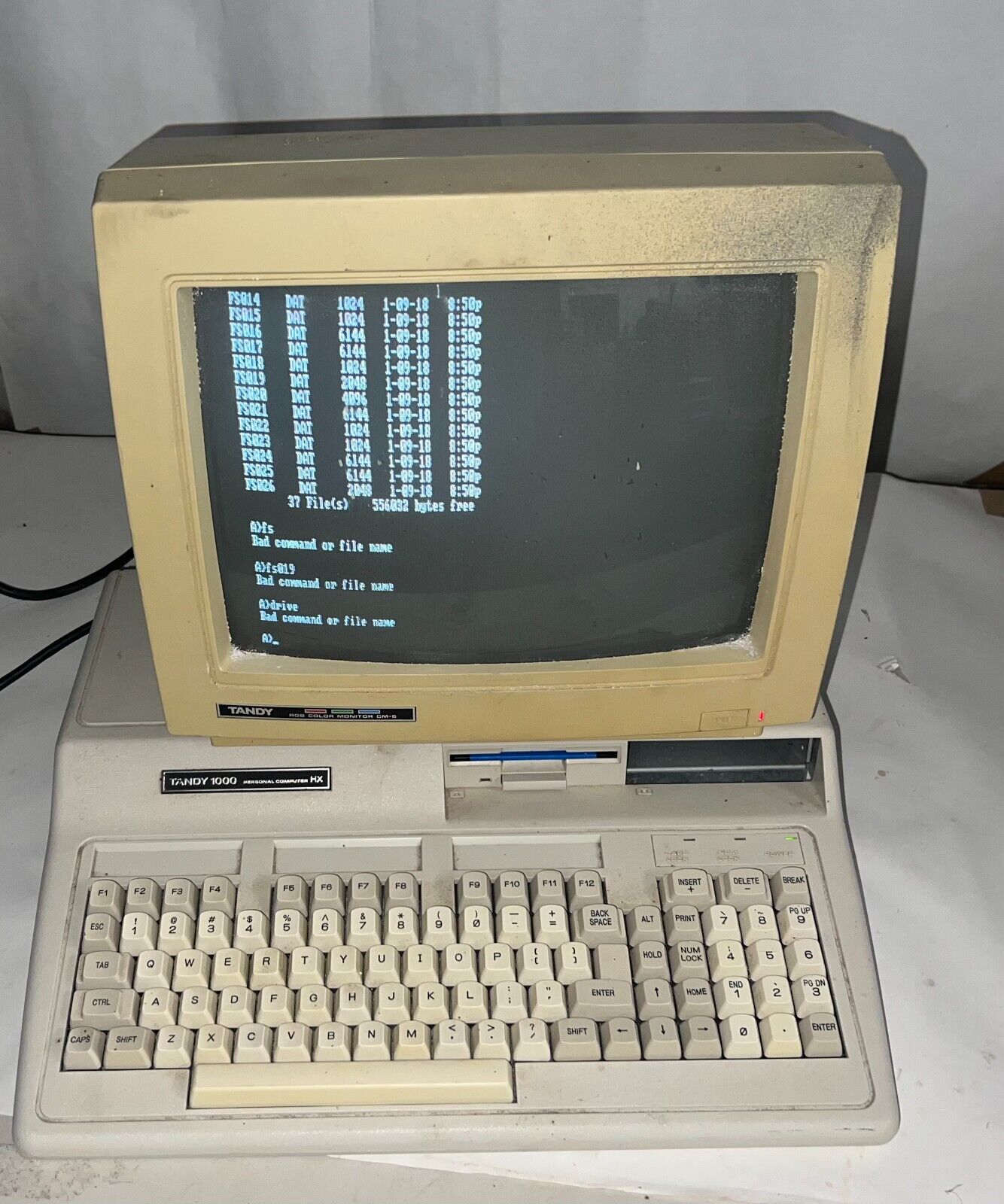 Vintage Tandy 1000HX boots to DOS but has some Memory Instability Issues