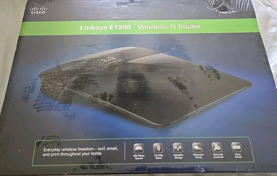 Cisco Linksys E1200 Wireless-N300 802.11n Router WiFi 4 Ethernet Ports NEW