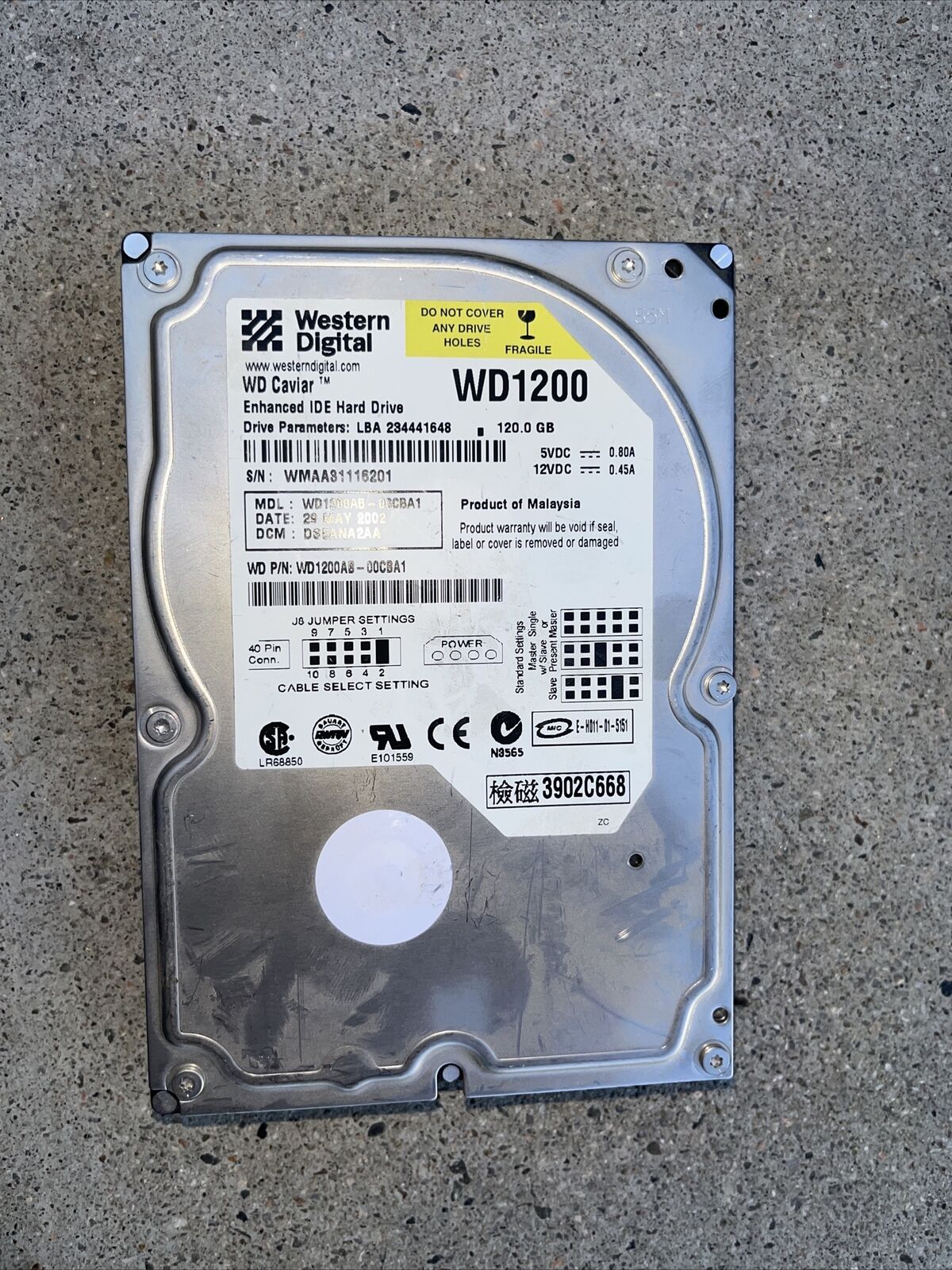 western digital WD1200 Enhance hard drive 120.0 GB