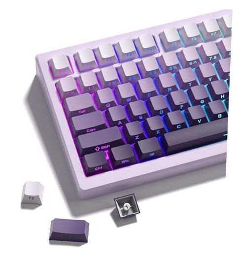WomierPBT-Side printed keycaps,double shot,Shine Through keycap Gradient Purple