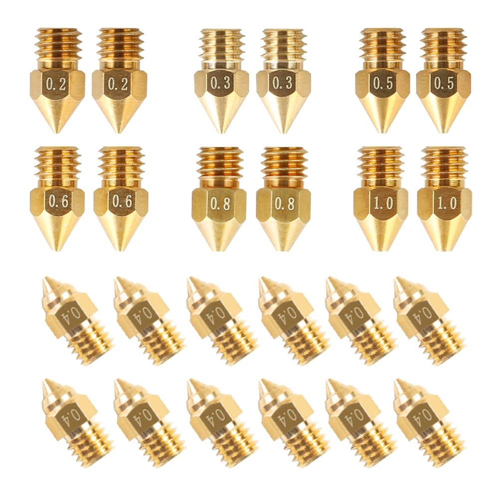 MK8 Nozzles 24PCS Kit, High Quality Brass Nozzles with Wear Resistance, Wide App