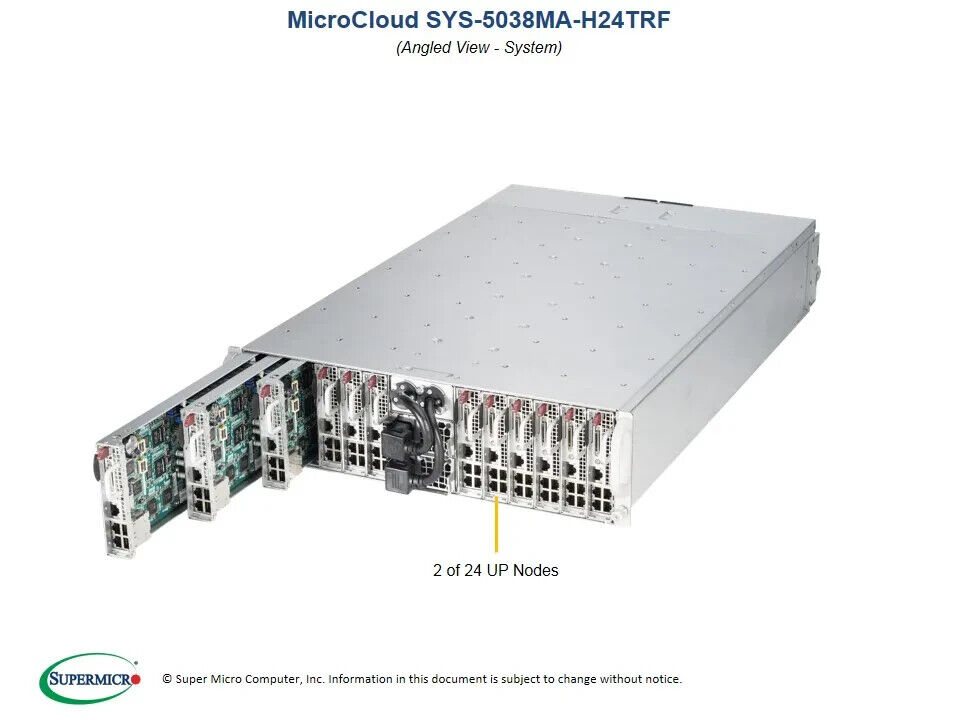 Supermicro SYS-5038MA-H24TRF 24-Node MicroCloud Barebones with CPU NEW IN STOCK