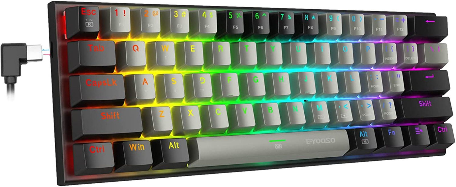 E-YOOSO 60% Wired Mechanical Gaming Keyboard, RGB Backlit Ultra-Compact 61 Keys 