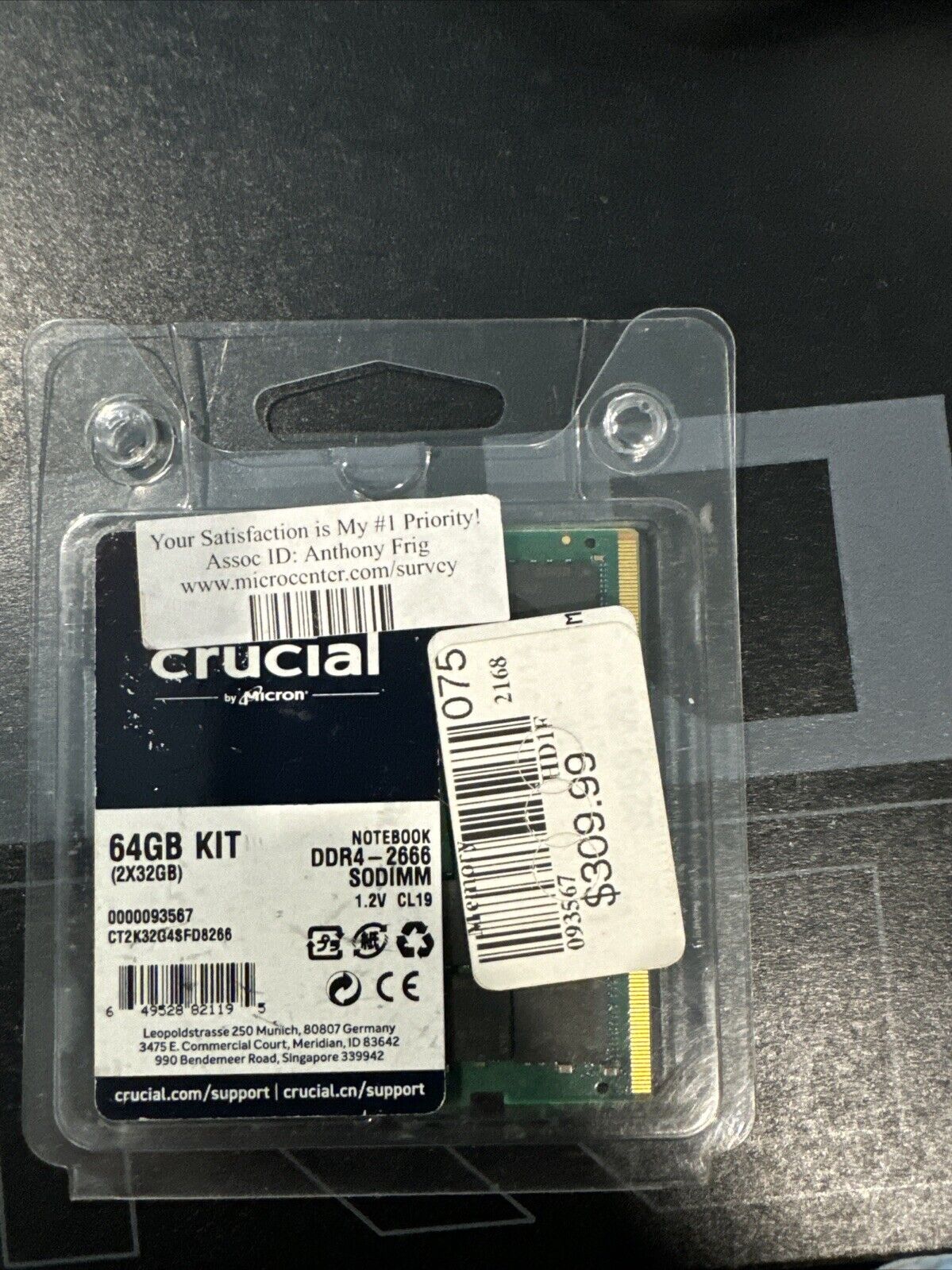 Crucial 64GB Kit (32GBx2) DDR4-2666 SODIMM for Mac
