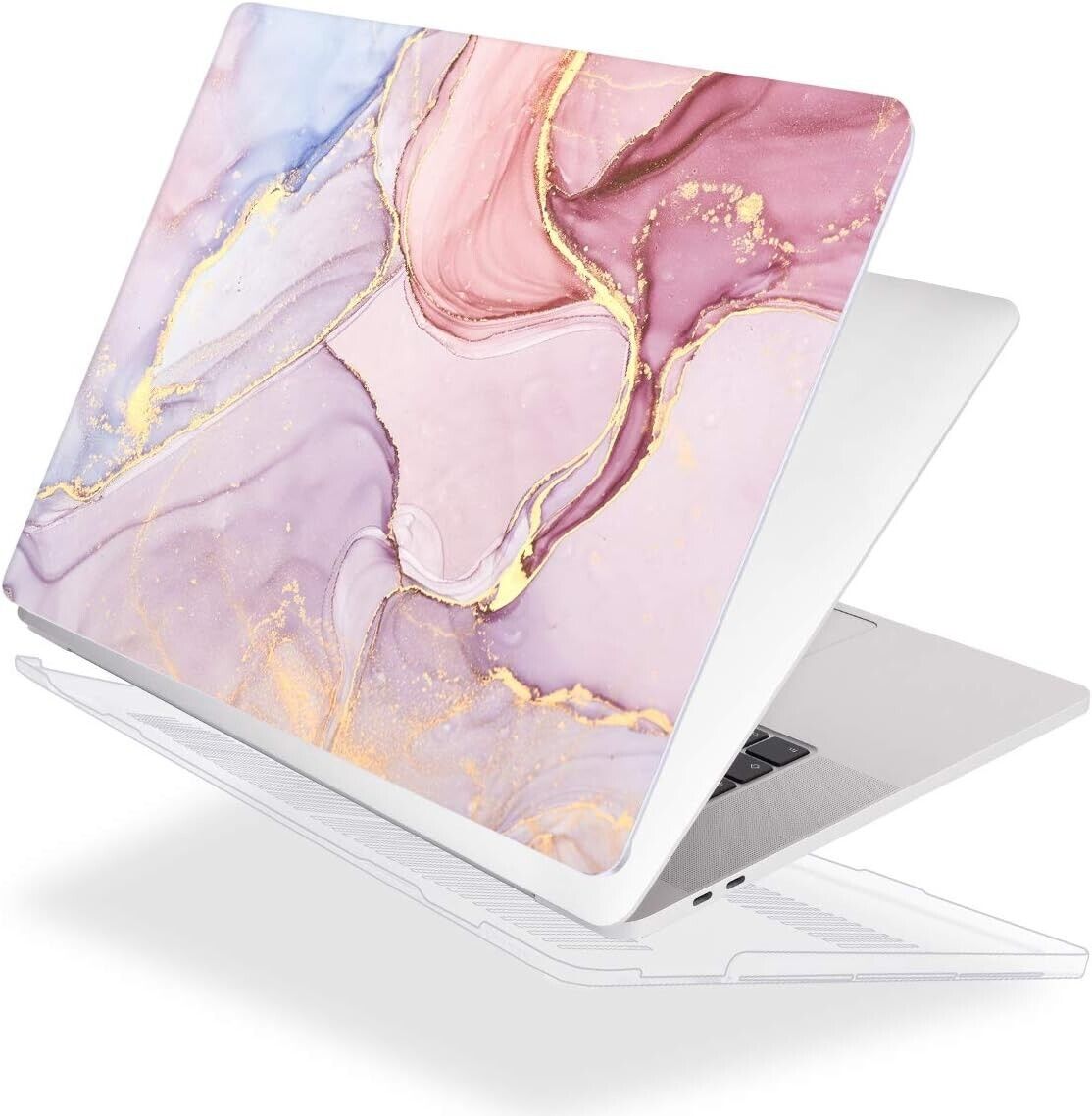 Mektron Pink Gold Marble Laptop Case For Macbook Pro 16 Hard Shell Cover Protect