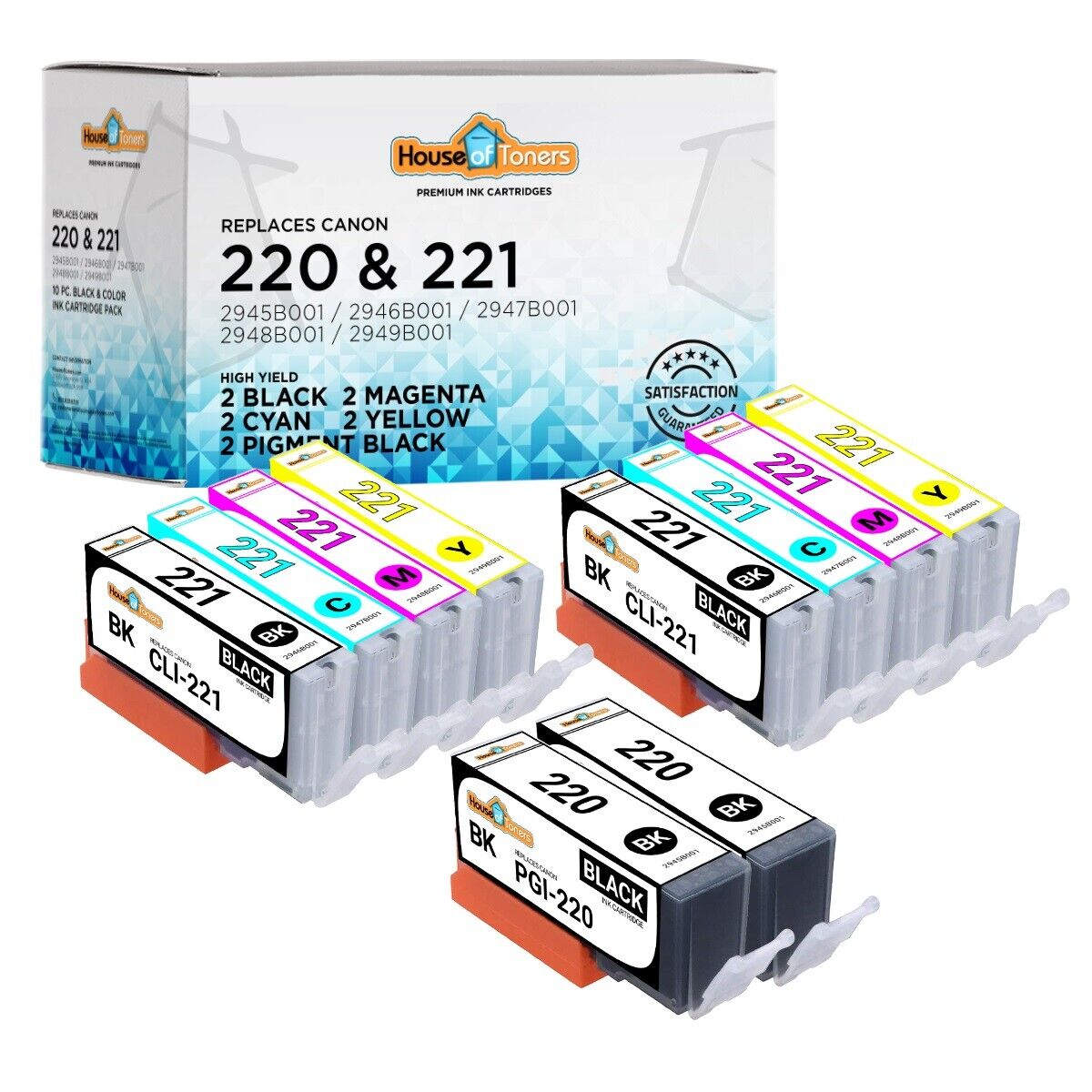 10PK PGI-220 CLI-221 Ink Cartridges for Canon PIXMA MP980 MP990 MX860 MX870