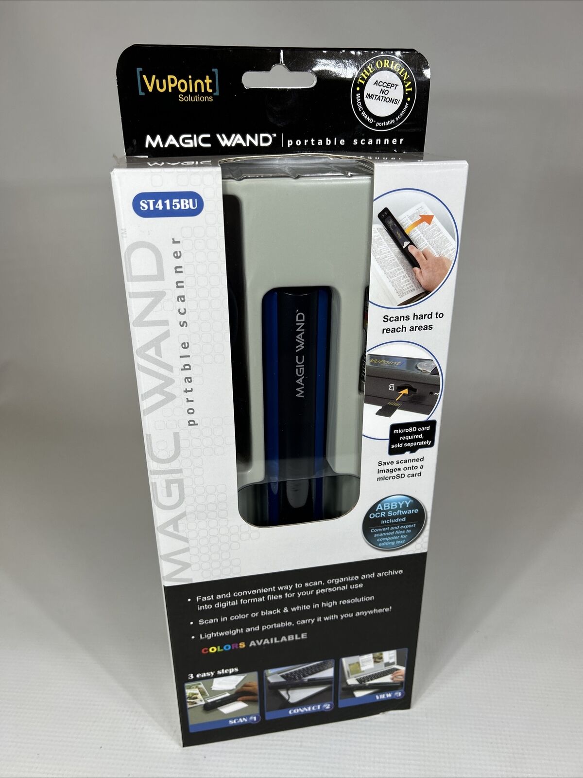 Handheld Portable Scanner Magic Wand BLUE Receipts Recipes VuPoint PDS-ST415BU