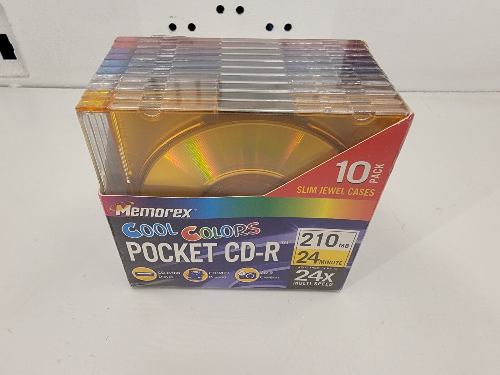 Memorex Cool Colors Pocket CD-R  210 MB, 10 Pack- 24 Min - 24x Multi Speed NOS
