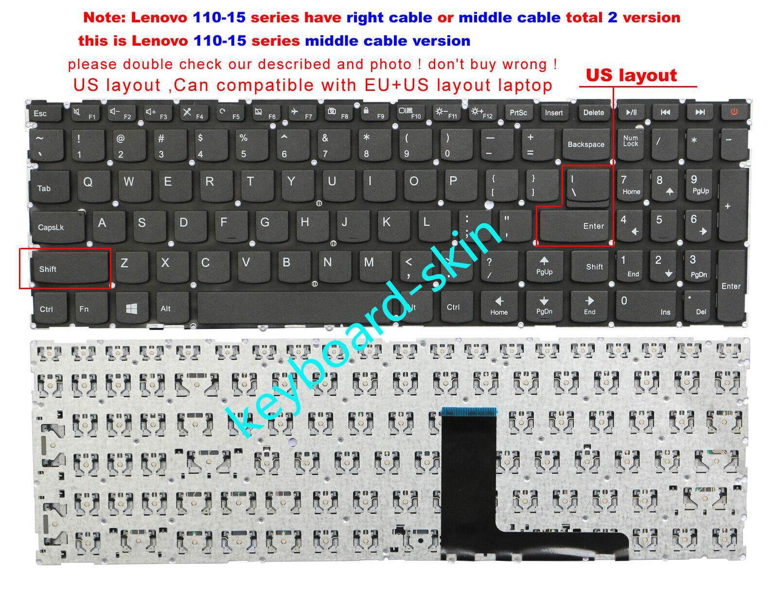 New for Lenovo V110-15AST V110-15IAP V110-15IKB V110-15ISK Laptop US Keyboard