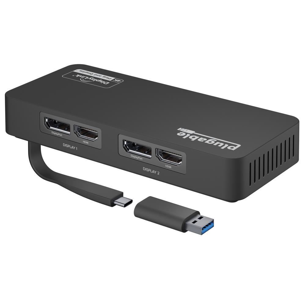 Plugable Technologies 4K DisplayPort and HDMI Dual Monitor Adapter for USB 3.0 &