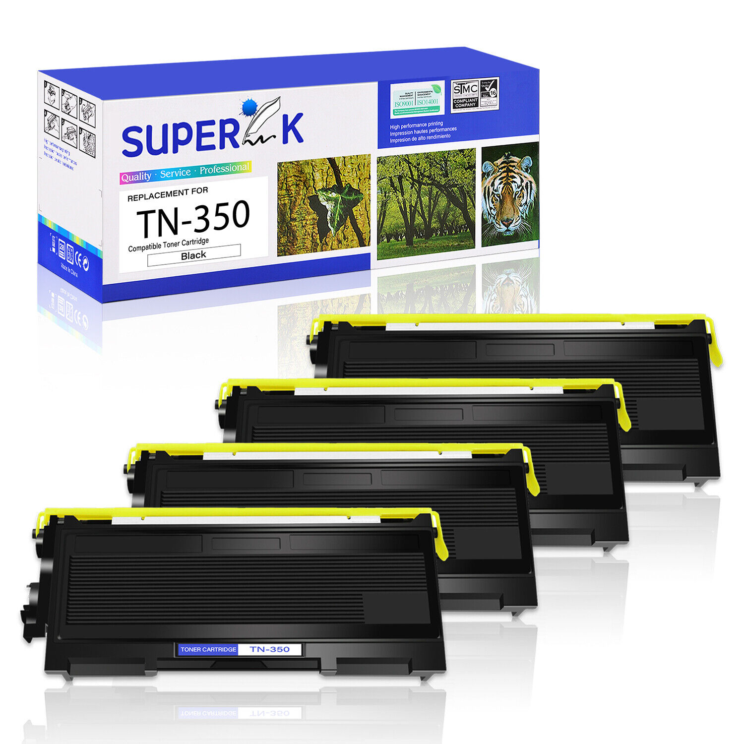 4PK TN350 Black Toner Cartridge For Brother FAX-2810 2820 2825 2910 2920 Series