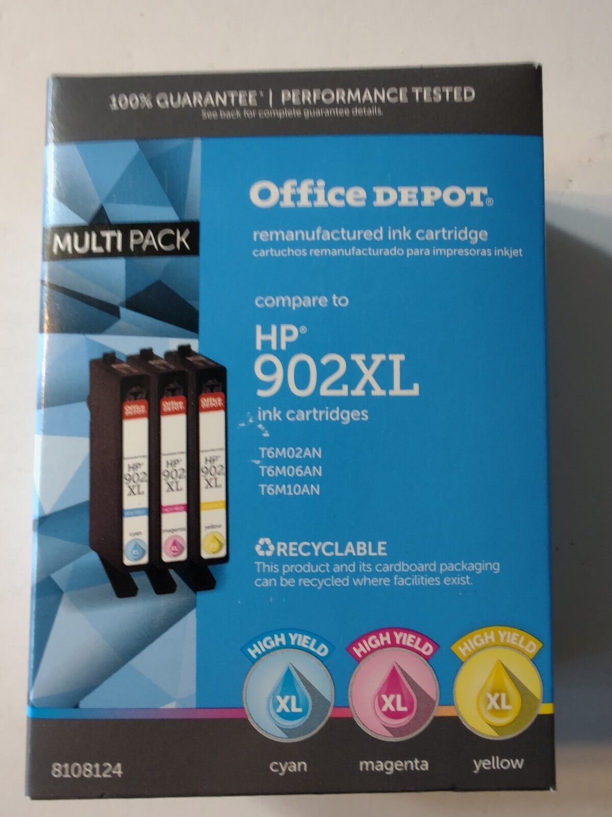 Office Depot Ink Cartridge Compatible with HP 902XL Cyan Magenta Yellow NEW