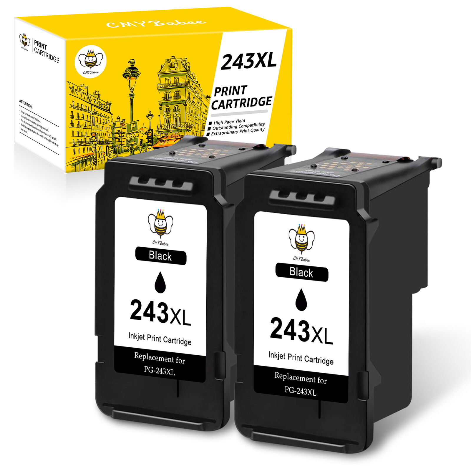 2x PG-243XL PG-243 High Yield Black Ink Cartridge for Canon PIXMA Printers