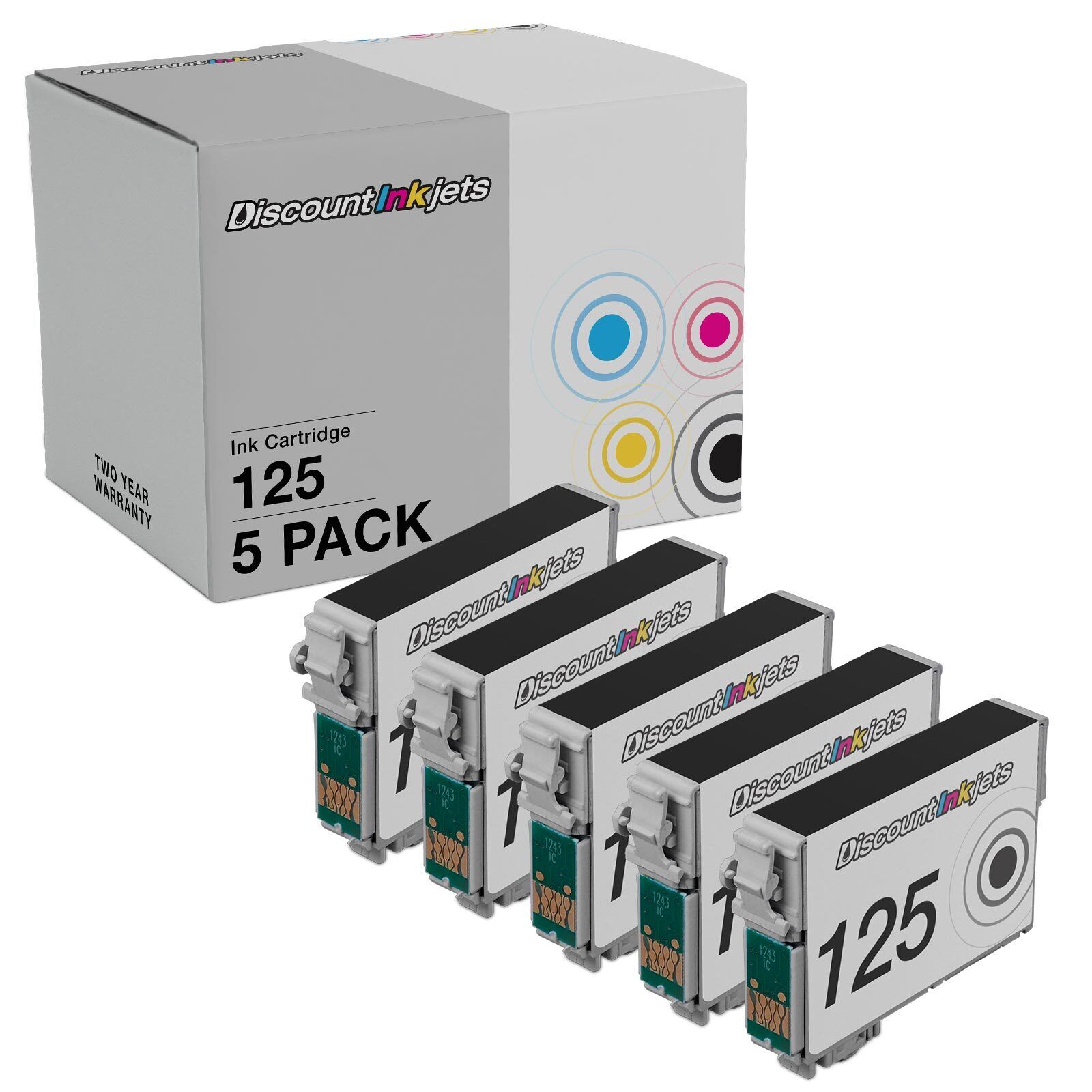 Ink Cartridge Replacements for Epson 125 (Black, 5-Pack)