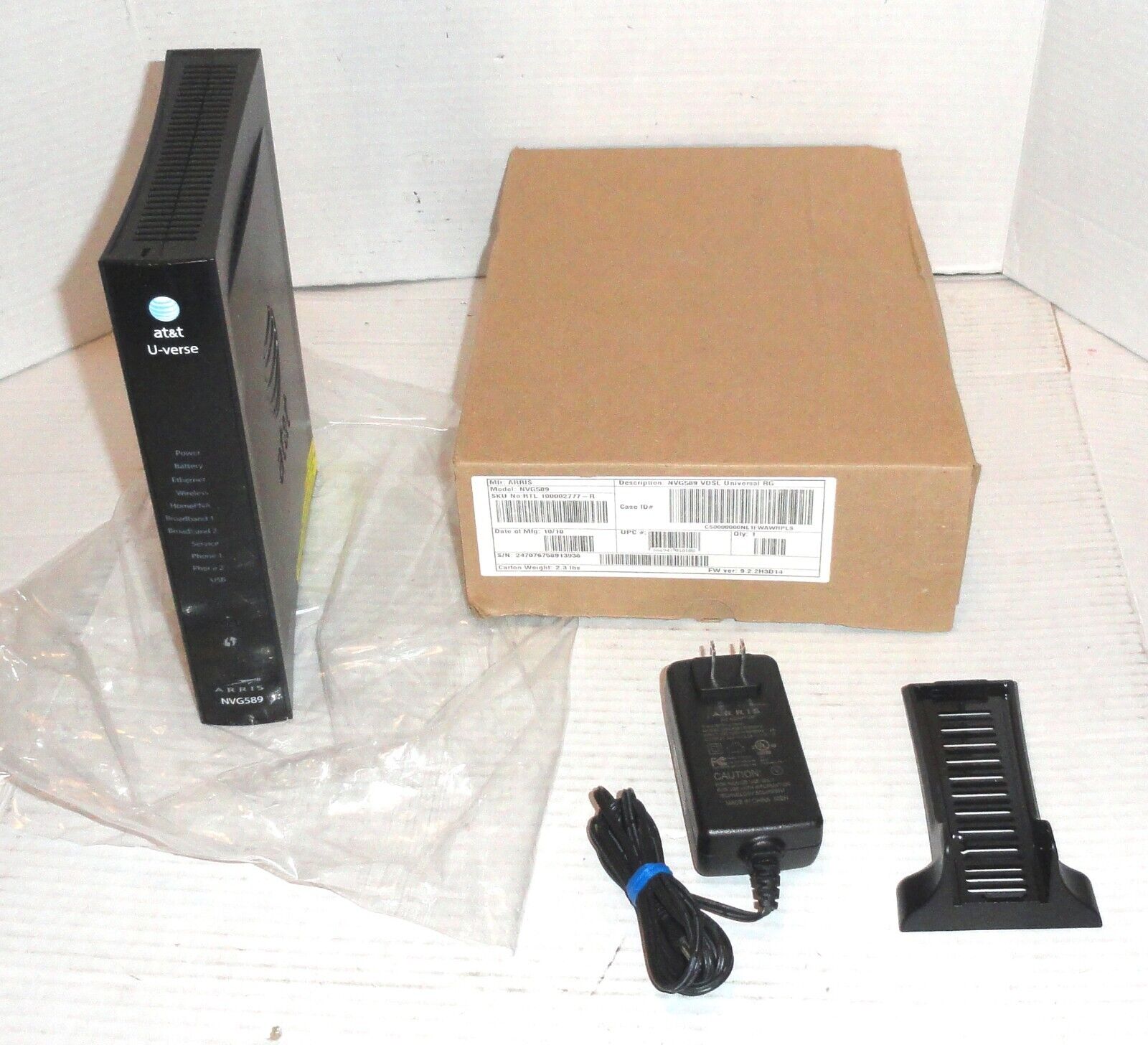 AT&T U-Verse Arris NVG589 4-Port VDSL Wi-Fi Modem/Router New, Open Box