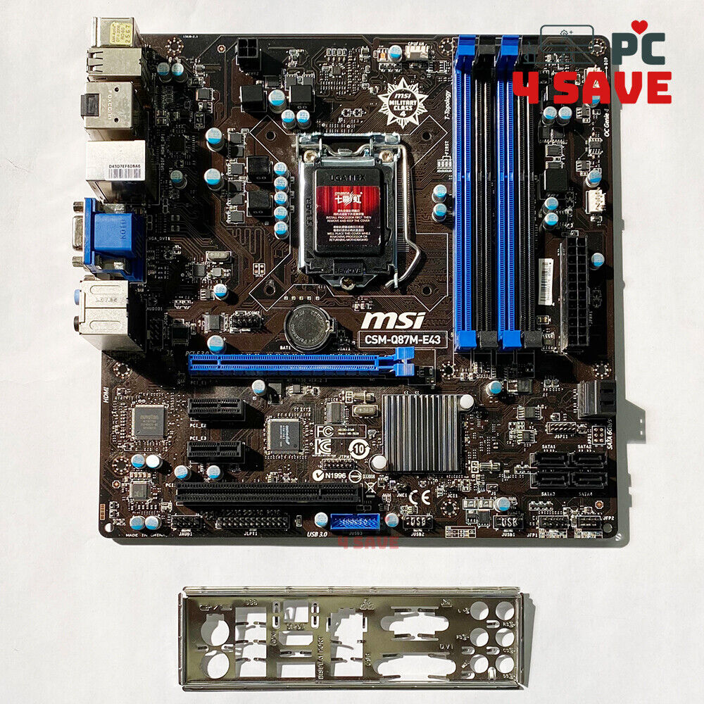 MSI Q87 Motherboard CSM-Q87M-E43 Intel 4th Gen Pent i3 i5 i7 CPU LGA-1150 HDMI