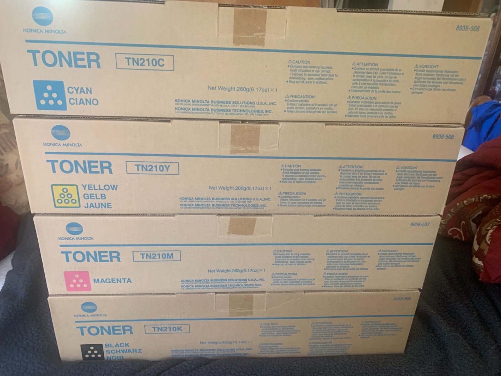 Konica TN210 8938-505 506 507 508 Toner Cartridges Set KYMC For BH C250 C252 NEW