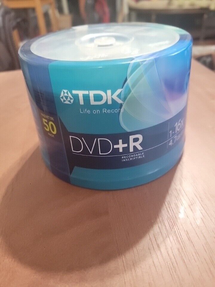 tdk dvd+r 1-16x4.7gb/go brand new cds discs 50 pack