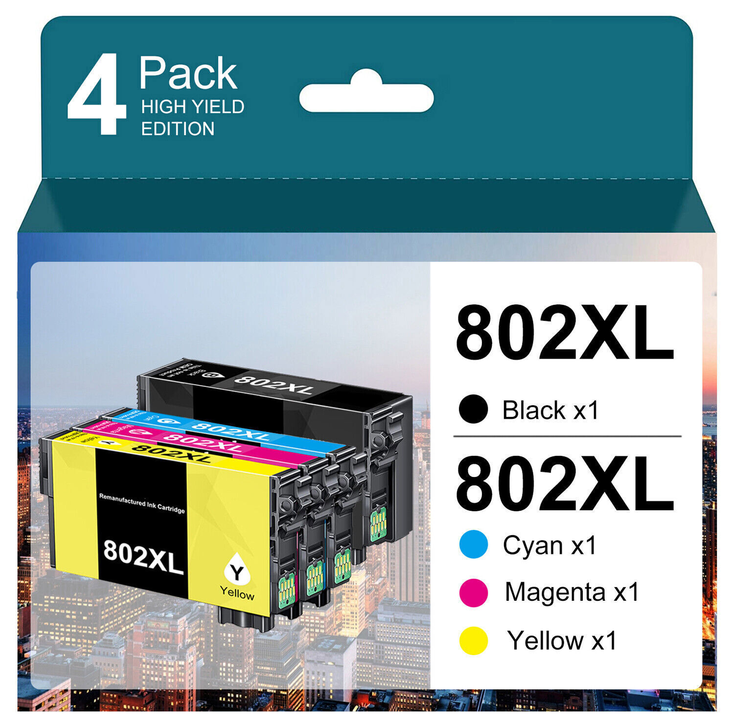 4PK Ink Cartridges for Epson 802 802XL use for WF-4734 WF-4740 WF-4730 EC-4030