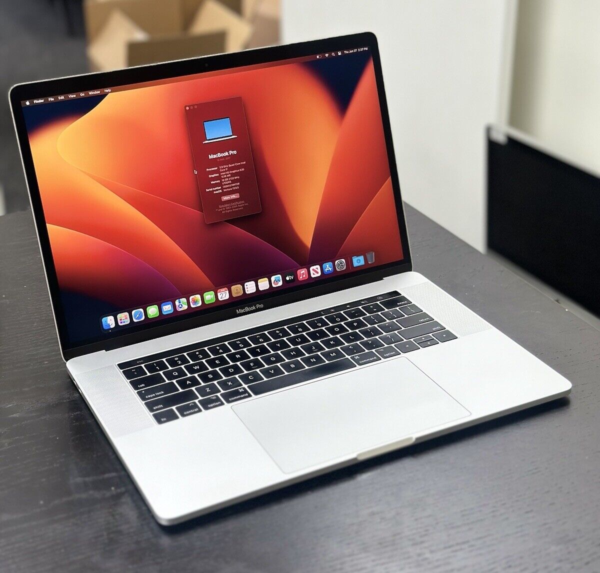 Apple MacBook Pro 15” 2017 A1707 i7 2.9GHz 16GB 512GB OS 13.6 Ventura LOW CYCLES