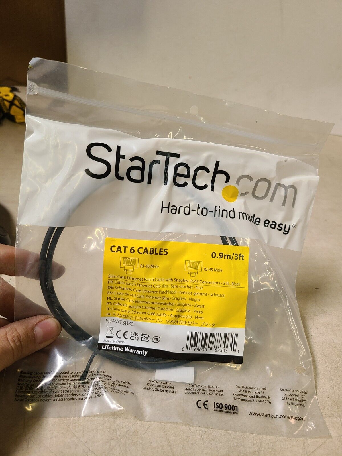 Startech.com N6PAT3BKS Slim Cat6 Cable - 36% Thinner Than Standard Cat 6