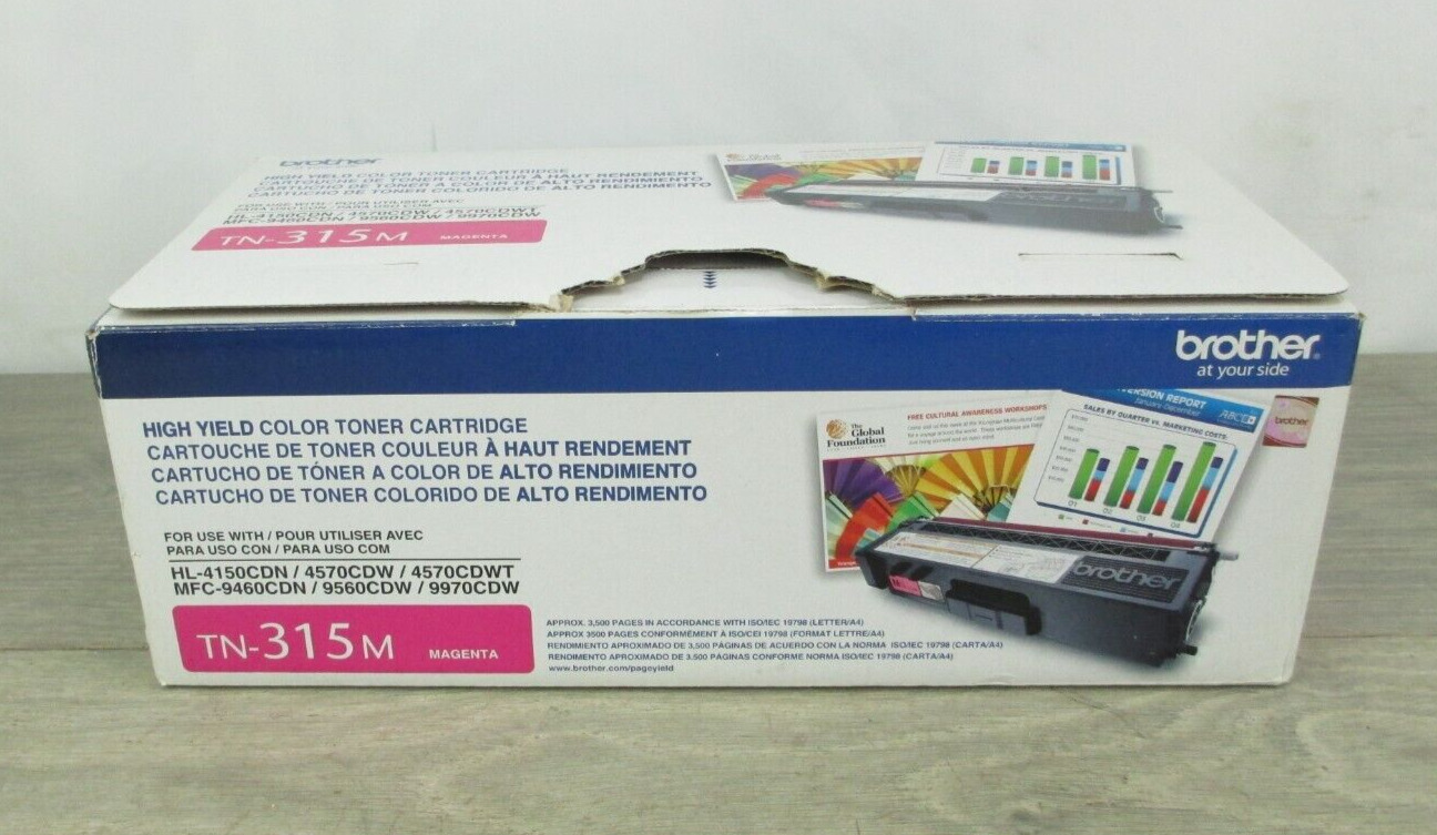 BROTHER TN-315M Magenta Toner Print Cartridge Open box