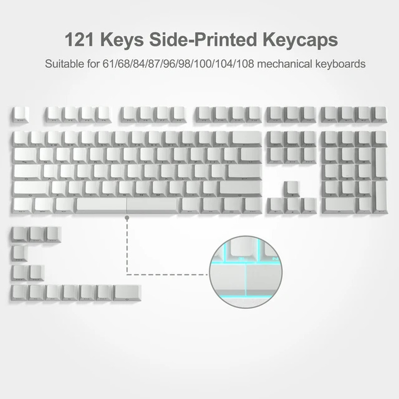 Polar Day PBT Double Shot Side Shine Backlit Keycaps for MX Mechanical Keyboard