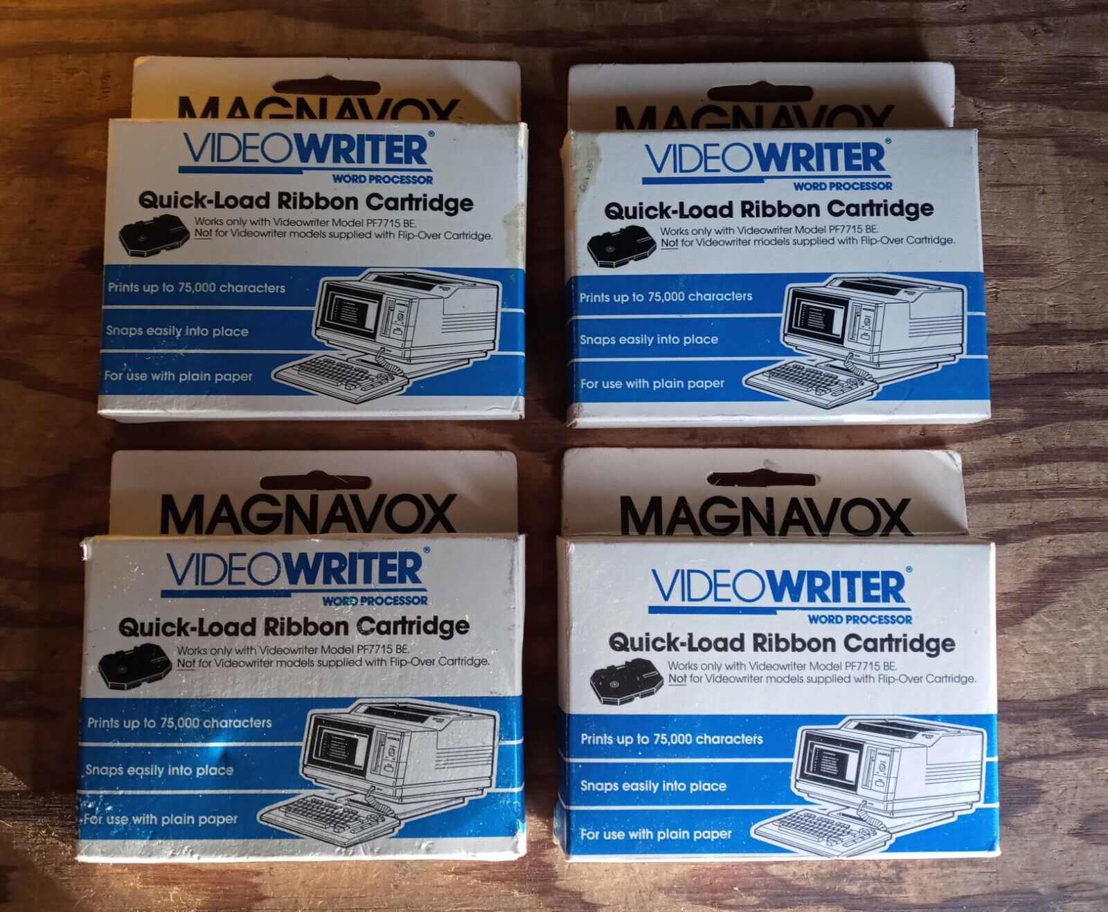 Vtg Nos Magnavox Videowriter PF7715 BE Ribbon Cartridge Lot of 4 New in Package