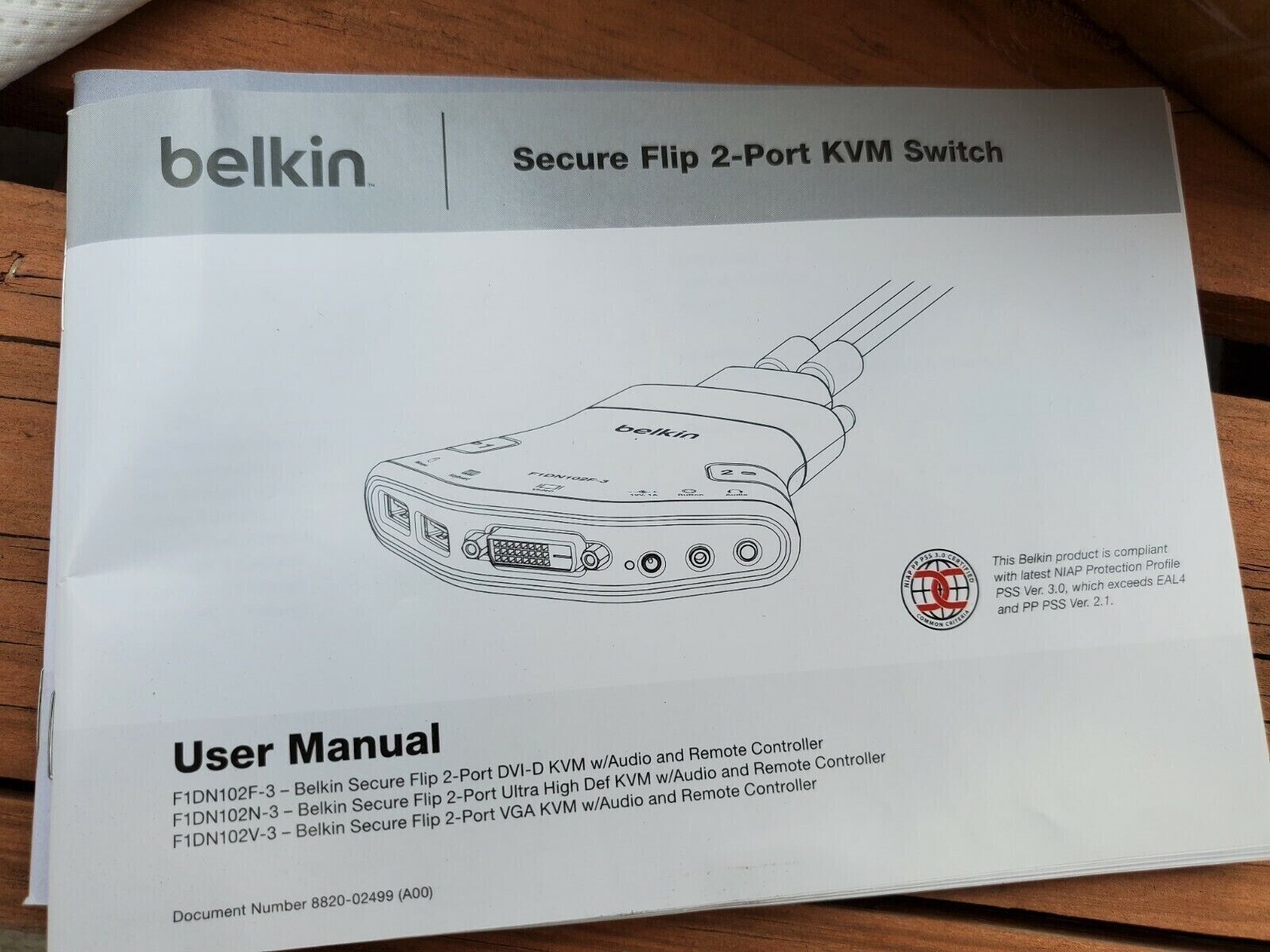 NEW Belkin Secure Flip 2-Port KVM Switch F1DN102N-3 EUROPE EU type C adapter