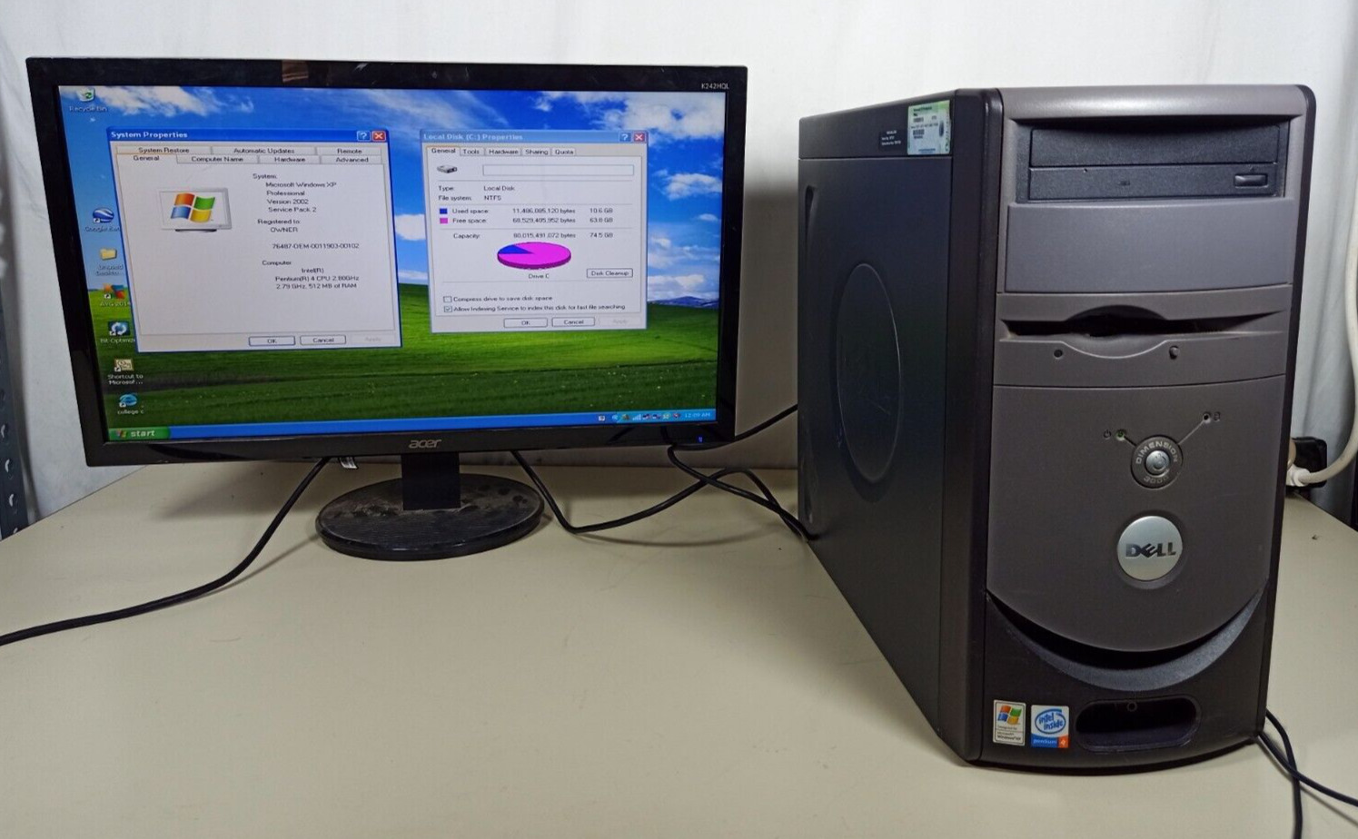 Dell Dimension 3000 Windows XP Computer Pentium 4 2.80GHz 512MB RAM 80GB HDD
