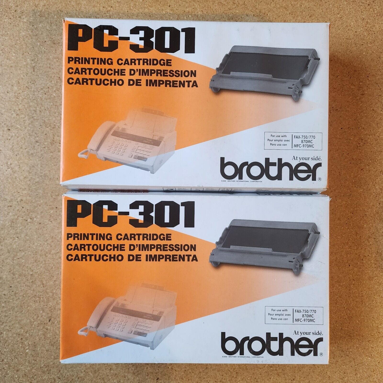 2x Brother PC-301 Genuine OEM Fax Printing Cartridge- Two Pack, 
