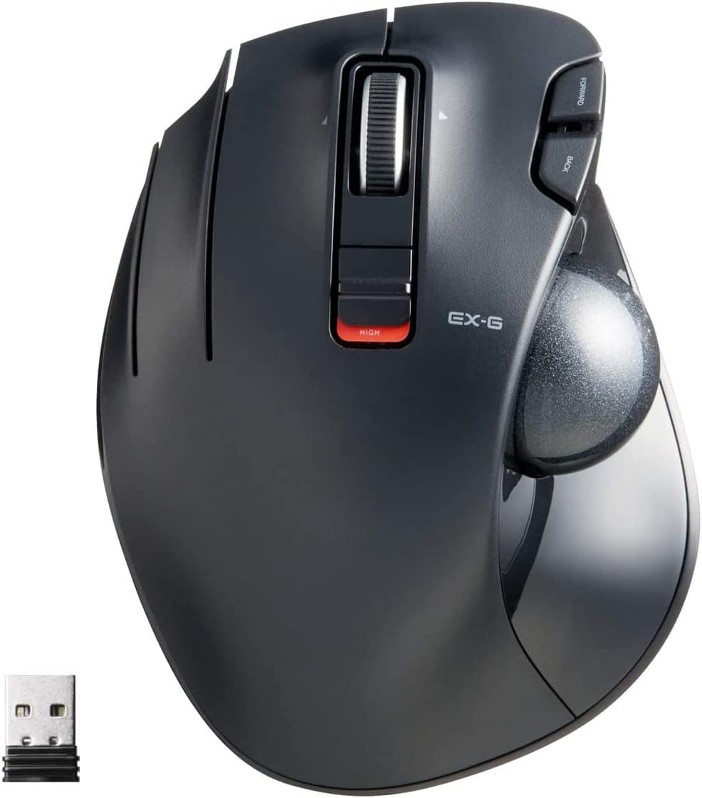 ELECOM EX-G Left-Handed Trackball Mouse, 2.4GHz Wireless, Thumb Control, with