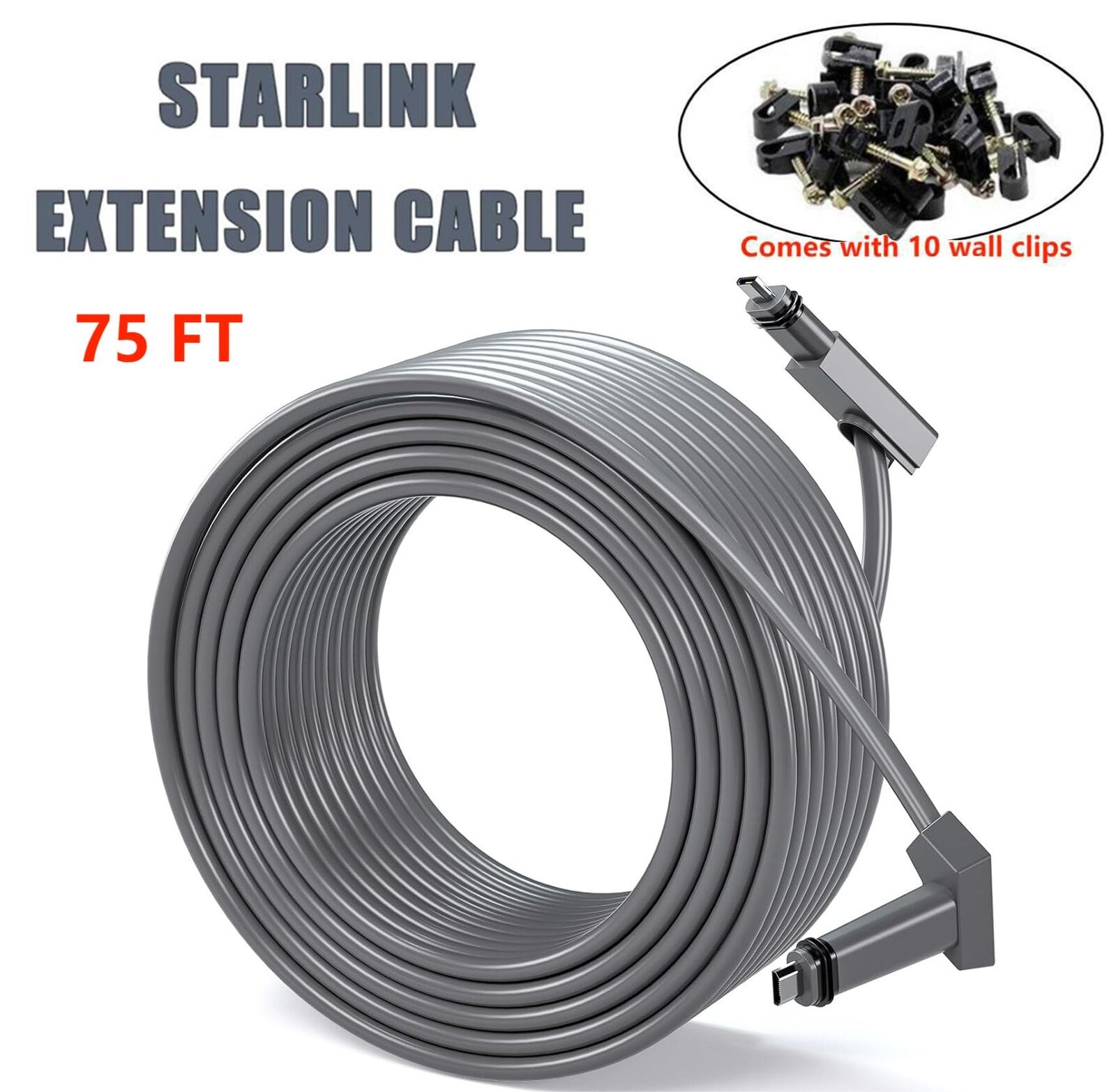 75FT Internet Replacement Cable Line For Starlink Rectangular Satellite V2
