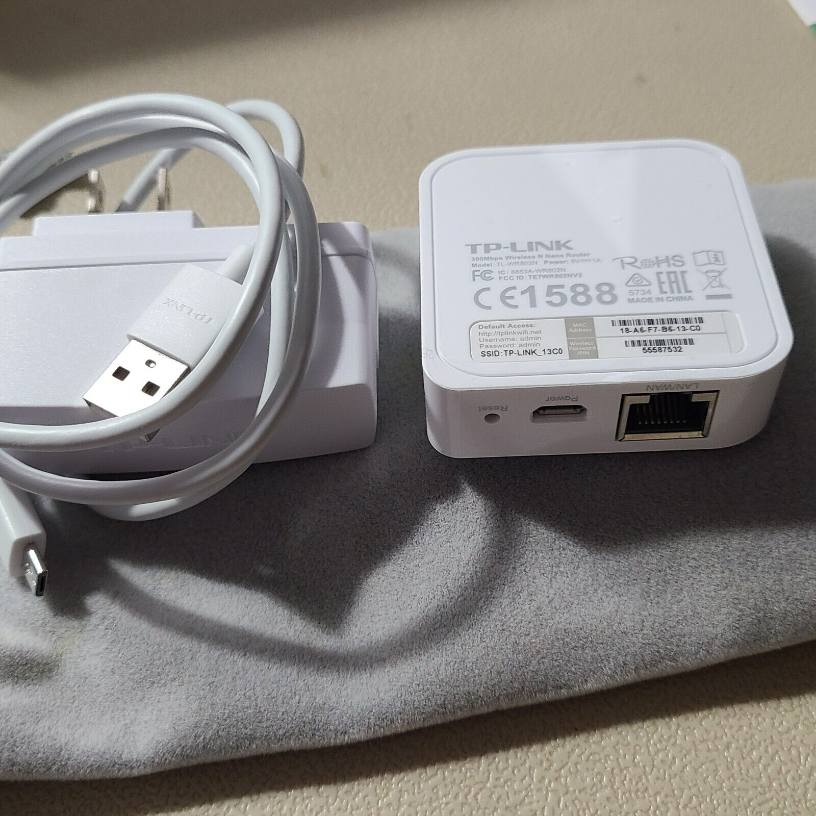 TP-Link travel hot spot. Great for connecting Wi-Fi devices to ethernet backend.