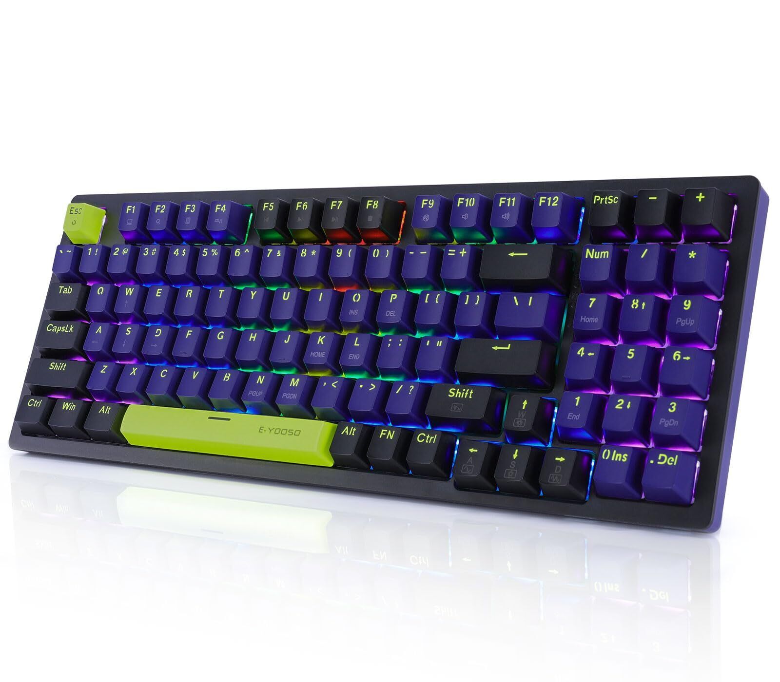 Z-94 Mechanical Keyboard Rainbow Backlit 94 Keys 90% Gaming Keyboards for Gam...