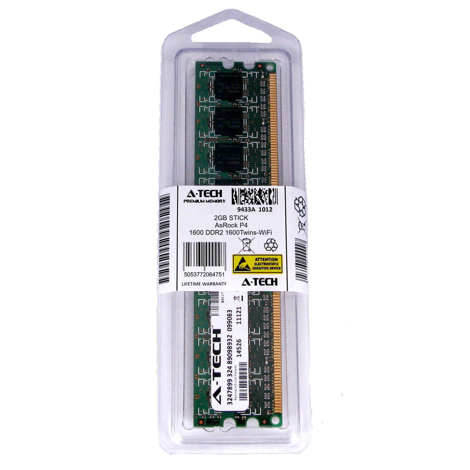 2GB DIMM AsRock 1600 DDR2 1600Twins-WiFi P41C-DE P43D1600T-1394 Ram Memory