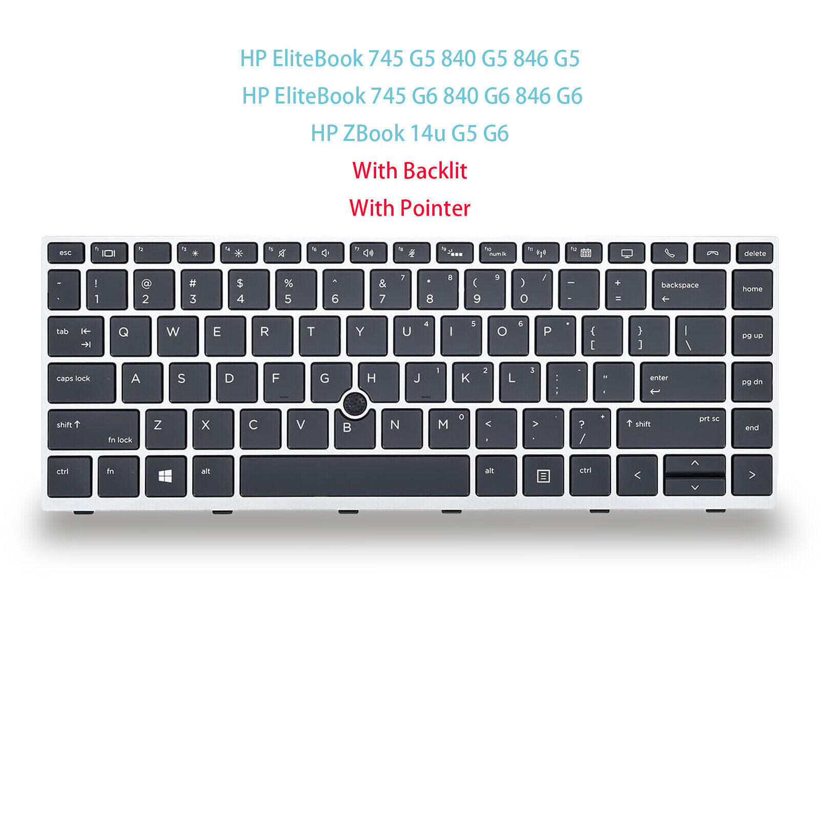 US Keyboard Backlit for HP EliteBook 745 G5 745 G6 840 G5 846 G5 ZBook 14u G5 G6