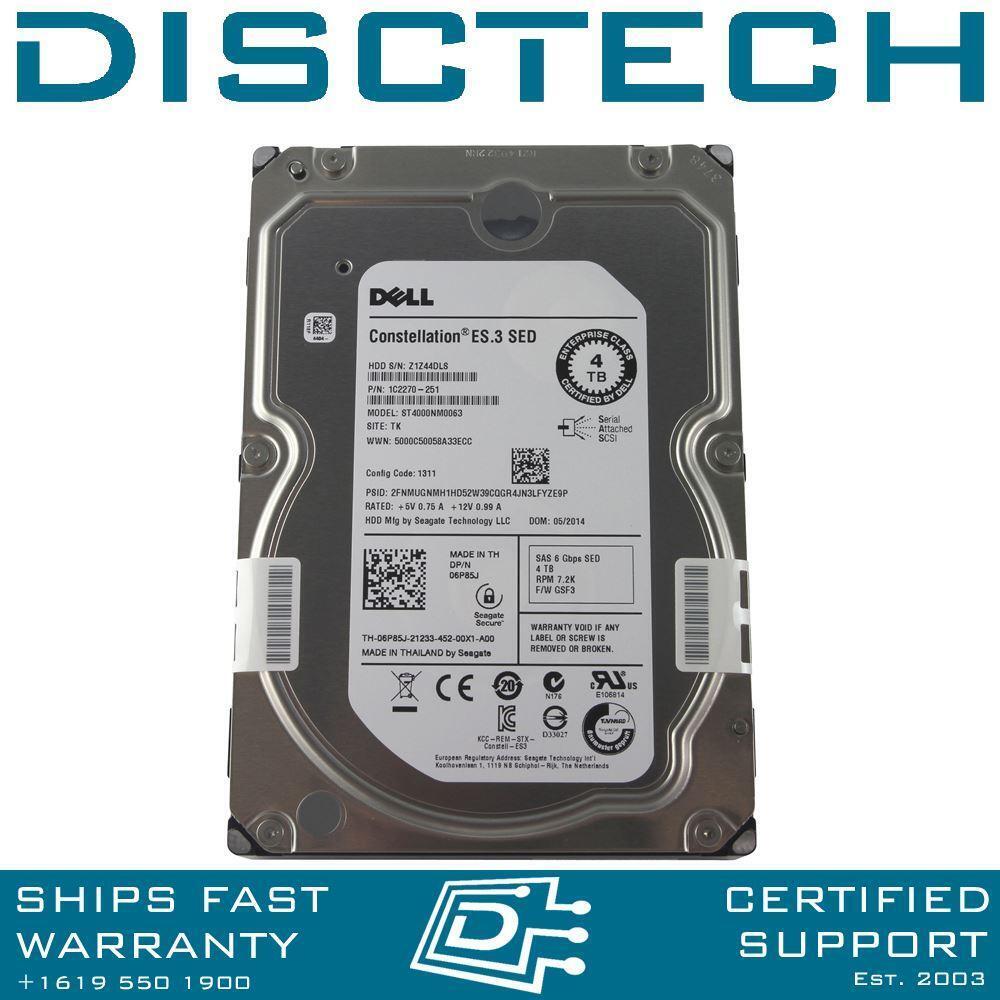 Dell 6P85J Seagate ST4000NM0063 4TB SED FIPS 140-2 7.2K 6Gbps SAS HDD Hard Drive