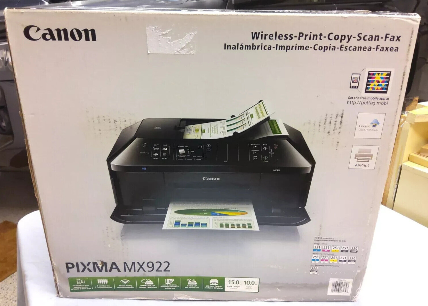 Canon PIXMA MX922 Wireless All In One Inkjet Printer, New, Print/Copy/Scan/Fax