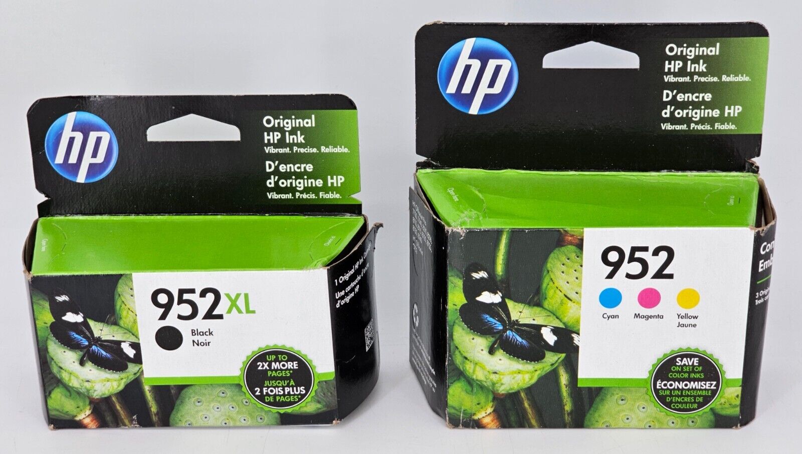 GENUINE HP 952XL Black & 952 Color Ink Cartridges - F6U19AN & N9K27AN - CMYK