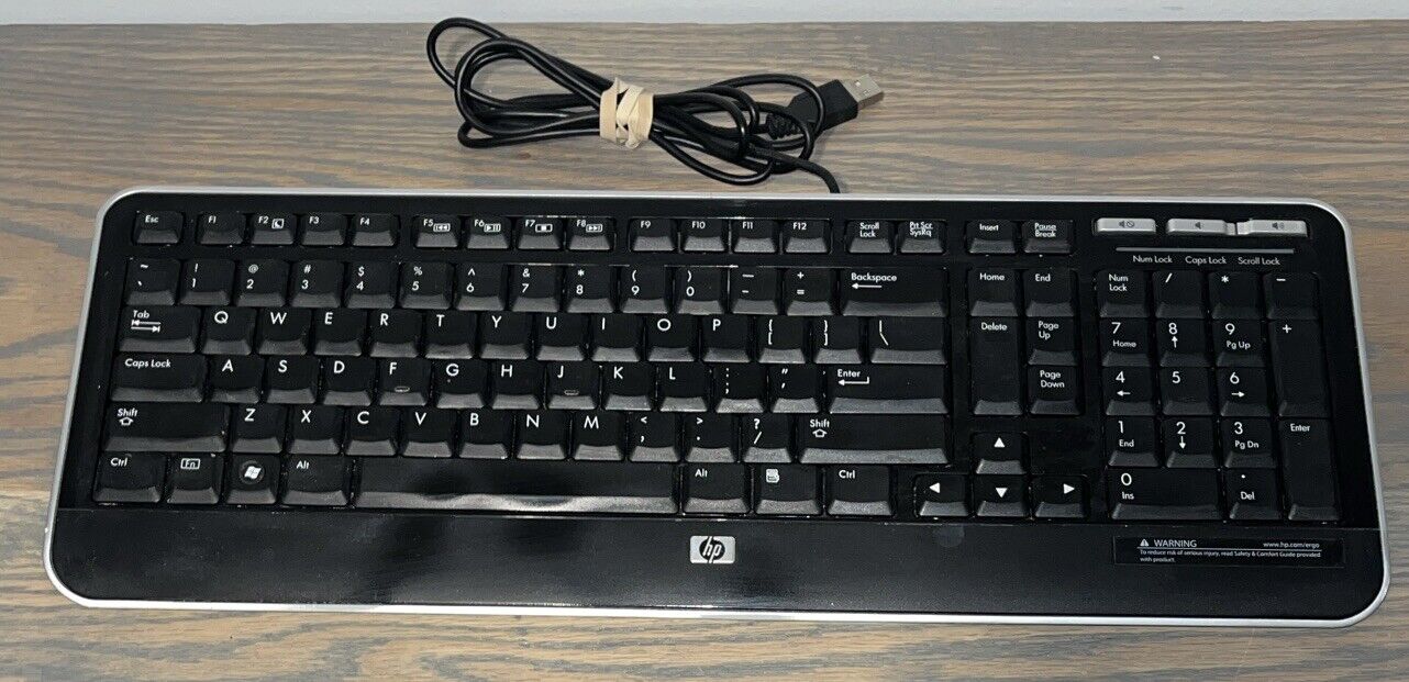 HP Slim Black Keyboard KU-0841 Used Wired Tested