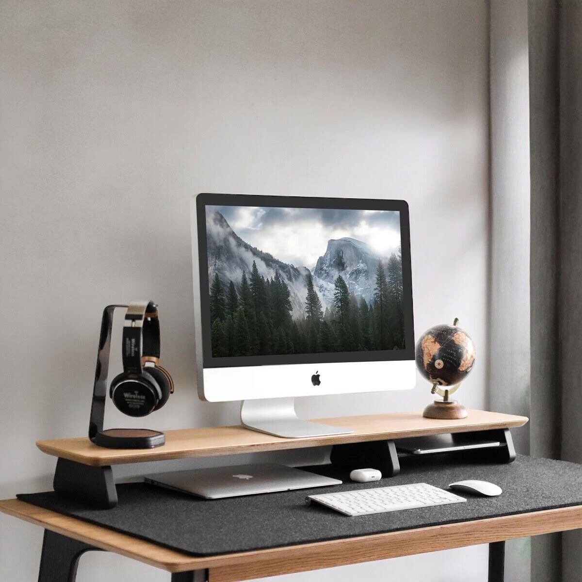 TGmastery Monitor Stand (Oak) Dual Monitor Riser Wood Desk Monitor Stand