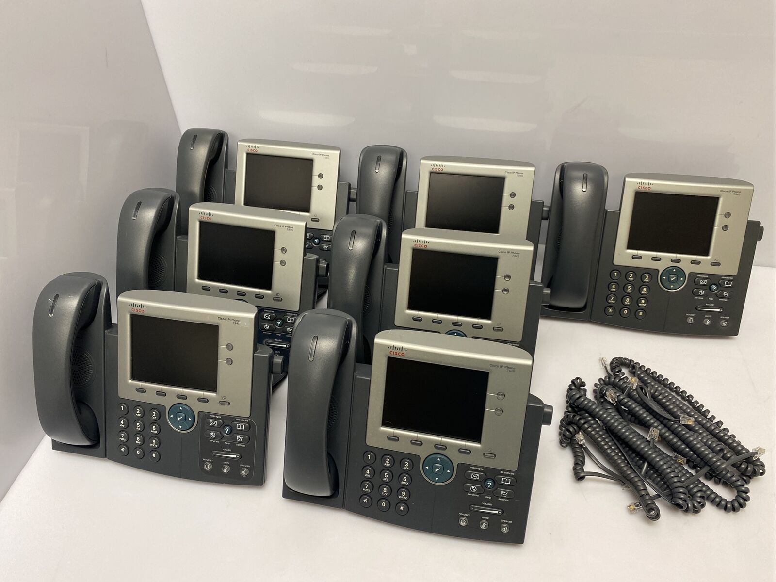 Lot Of 7 Cisco CP-7945G VOIP Phone With Stand & Handset Business IP Phone 7945