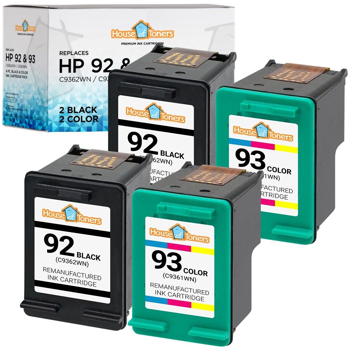 4PK for HP 92 93 Ink for Photosmart 7830 7838 7850 C3100 C3110 C3125 C3135 C3140