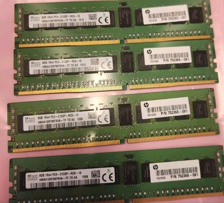 Lot of 20: SK Hynix HMA41GR7MFR4N-TF 8G 1Rx4 PC4-2133P DDR4 Server Memory