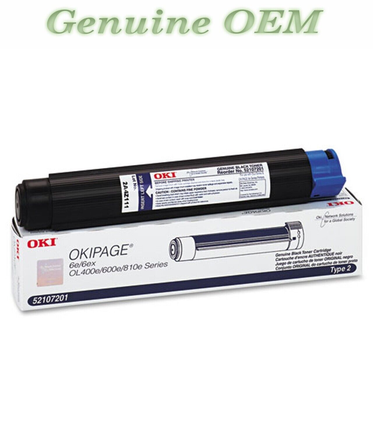 52107201 Original OEM Okidata Toner, Black Genuine Sealed
