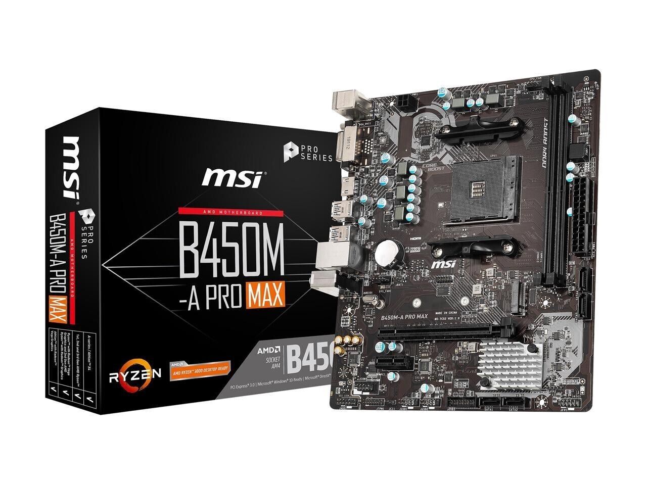 (Factory Refurbished) MSI B450M-A PRO MAX AM4 SATA 6Gb/s Micro ATX Motherboard