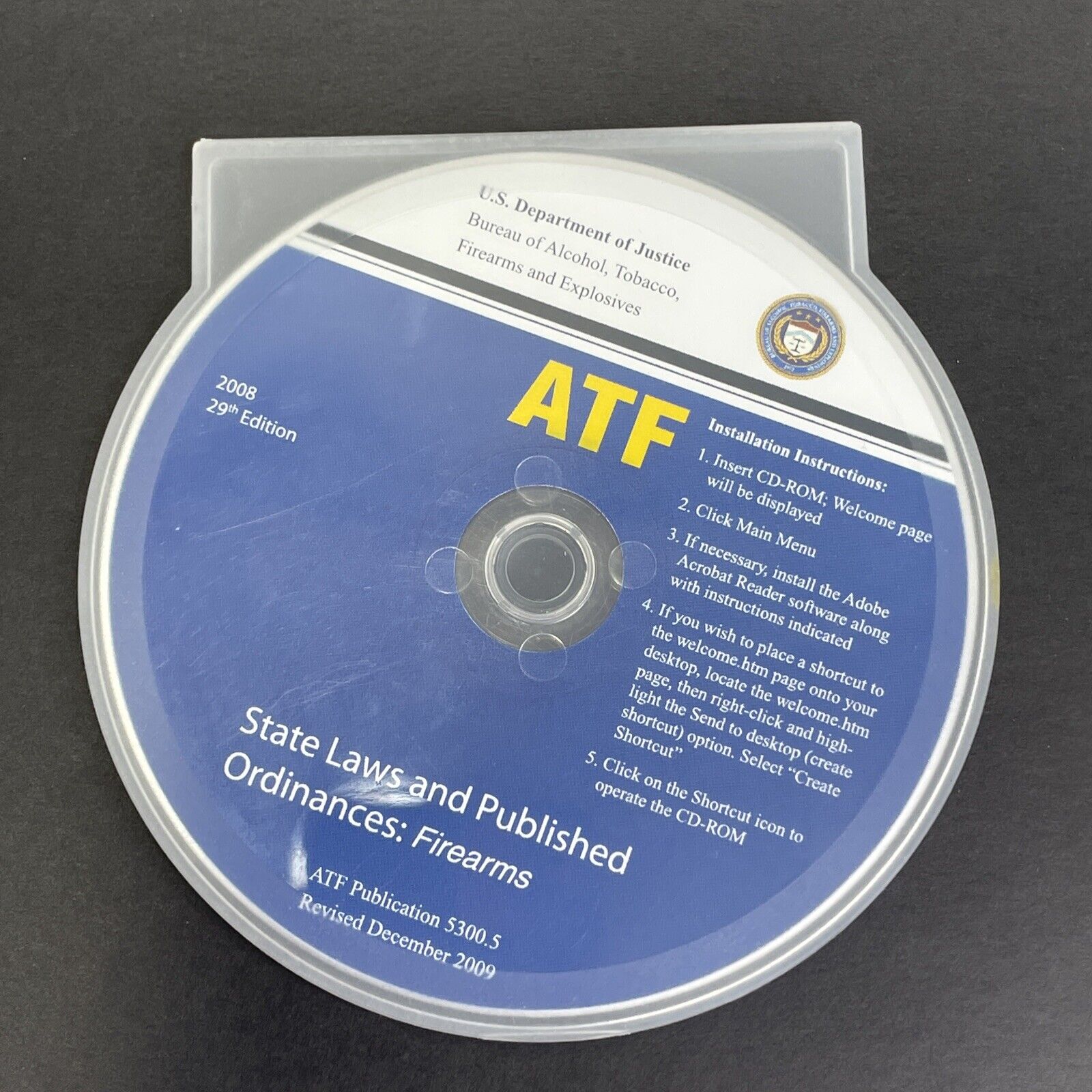 US Dept Of Justice ATF State Laws & Published Ordinances Firearms PC CD-ROM 2008