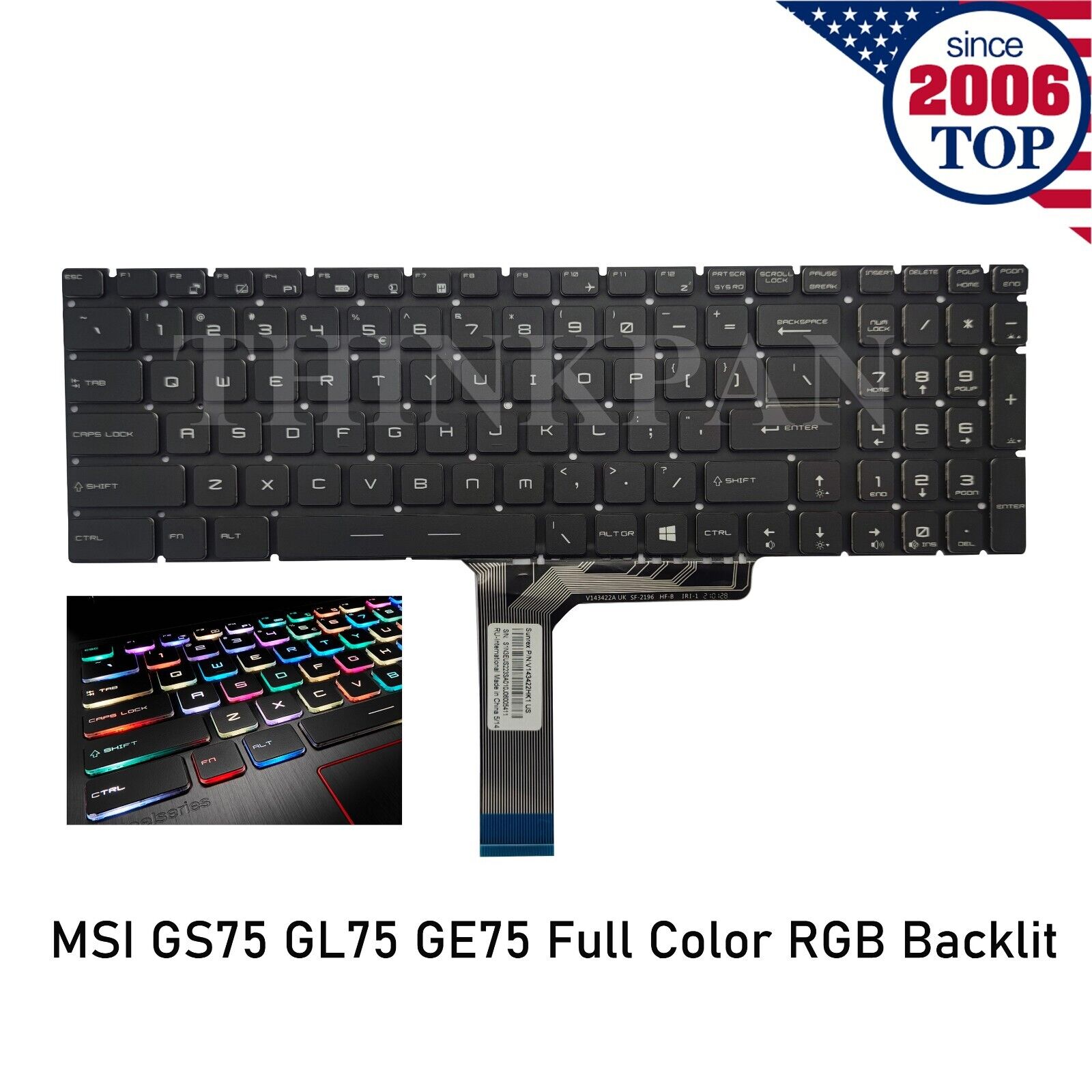 New RGB Full Color Backlit US Keyboard for MSI GS75 GL75 GE75