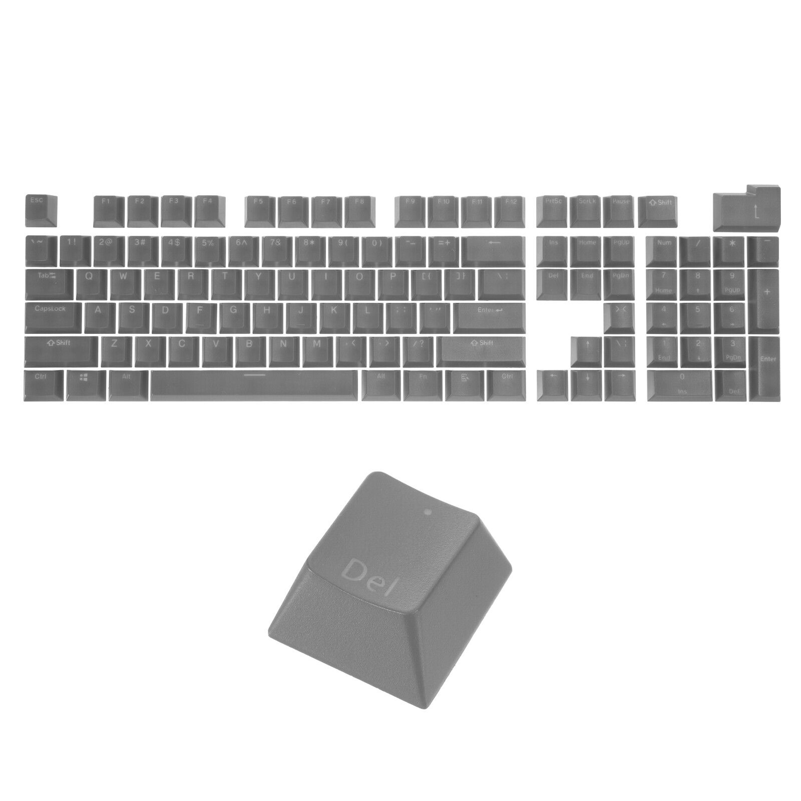 108 Keys Pudding Keycaps Set ABS for Mechanical Keyboard Layout, Grey